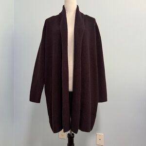 Ann Taylor Long Sleeve Open Front Knitted dark burgundy Cardigan Size M